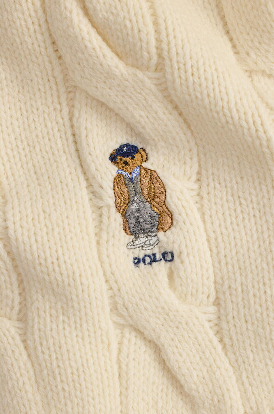 POLO RALPH LAUREN Écharpe en maille torsadée brodée Polo Bear Femme BLANC CASSE 3