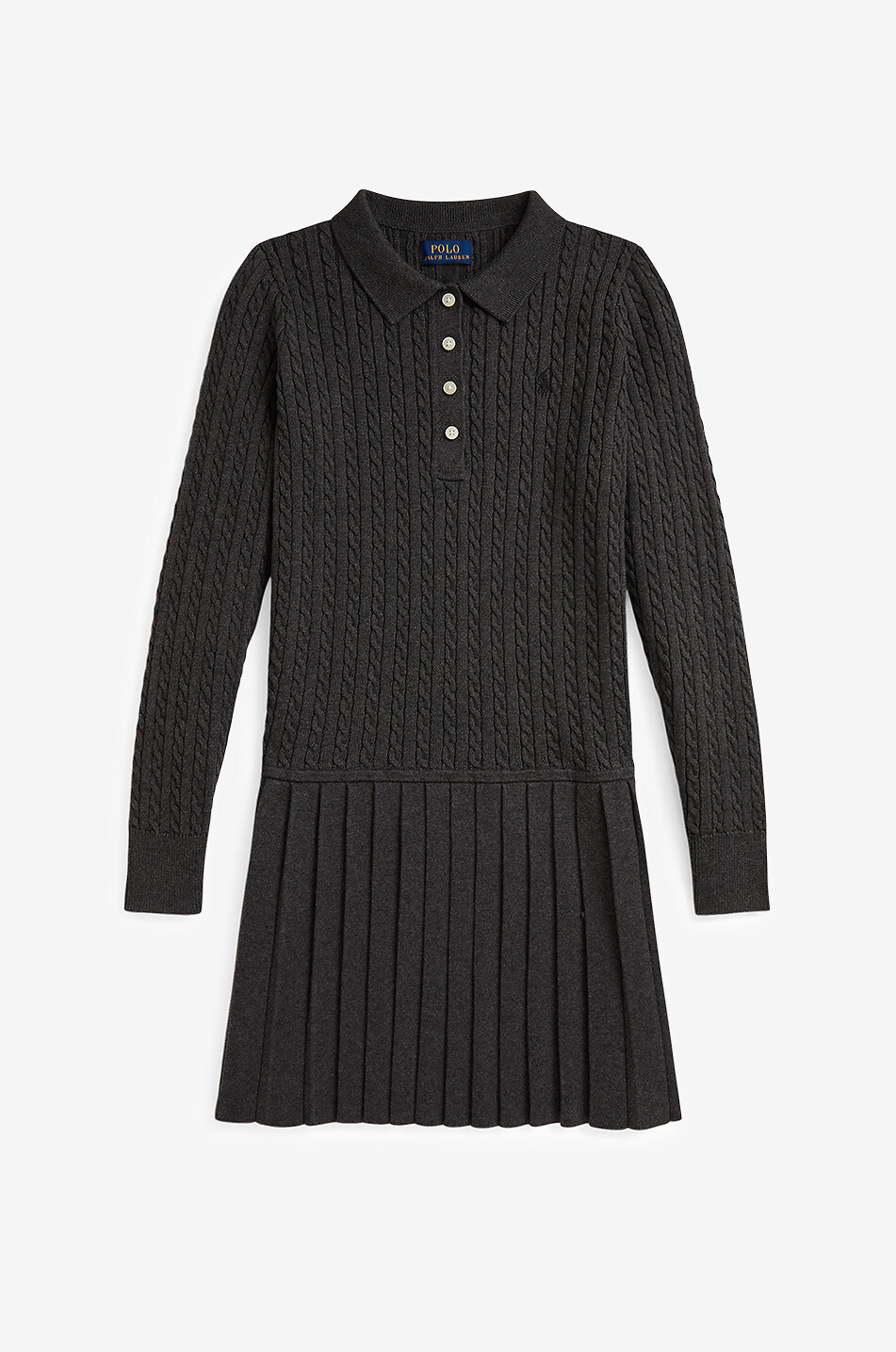 Girls' cable-knit polo dress