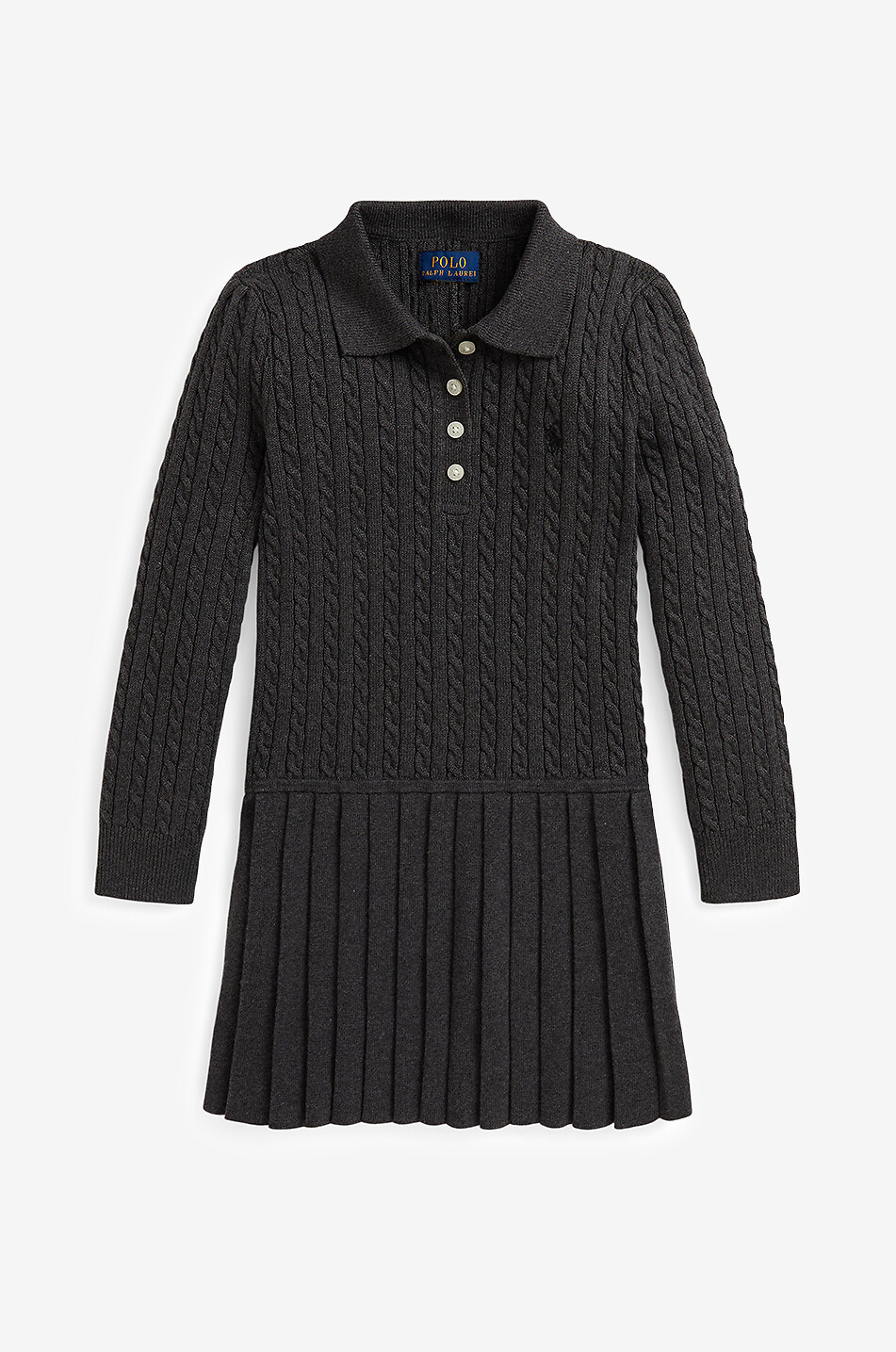 Girls' cable-knit polo dress