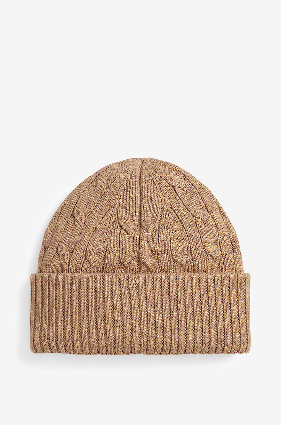 Pony cotton cable-knit boys' beanie POLO RALPH LAUREN CAMEL