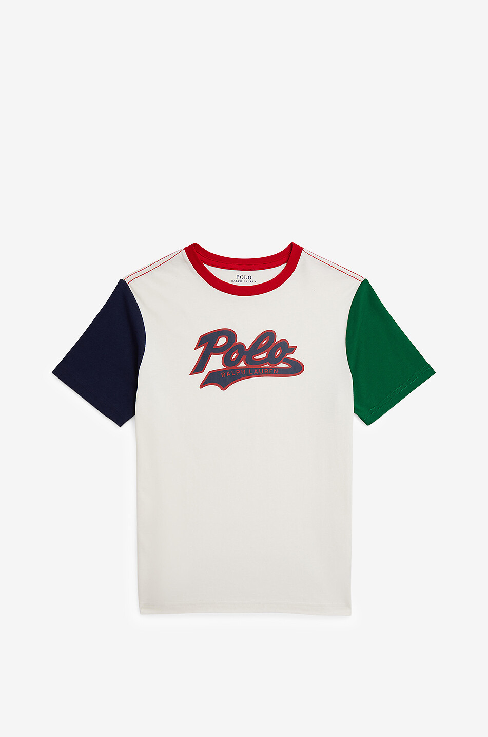 POLO RALPH LAUREN Polo colour block boys' shorts-leeved T-shirt Boy EGGSHELL 1