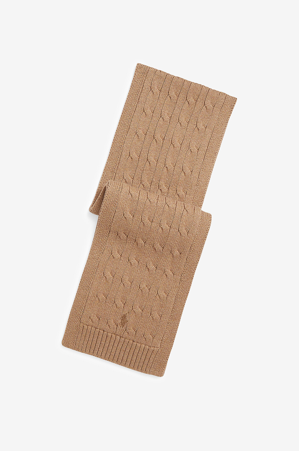 POLO RALPH LAUREN Pony children's cotton cable-knit scarf with fleece lining Unisex CAMEL 1