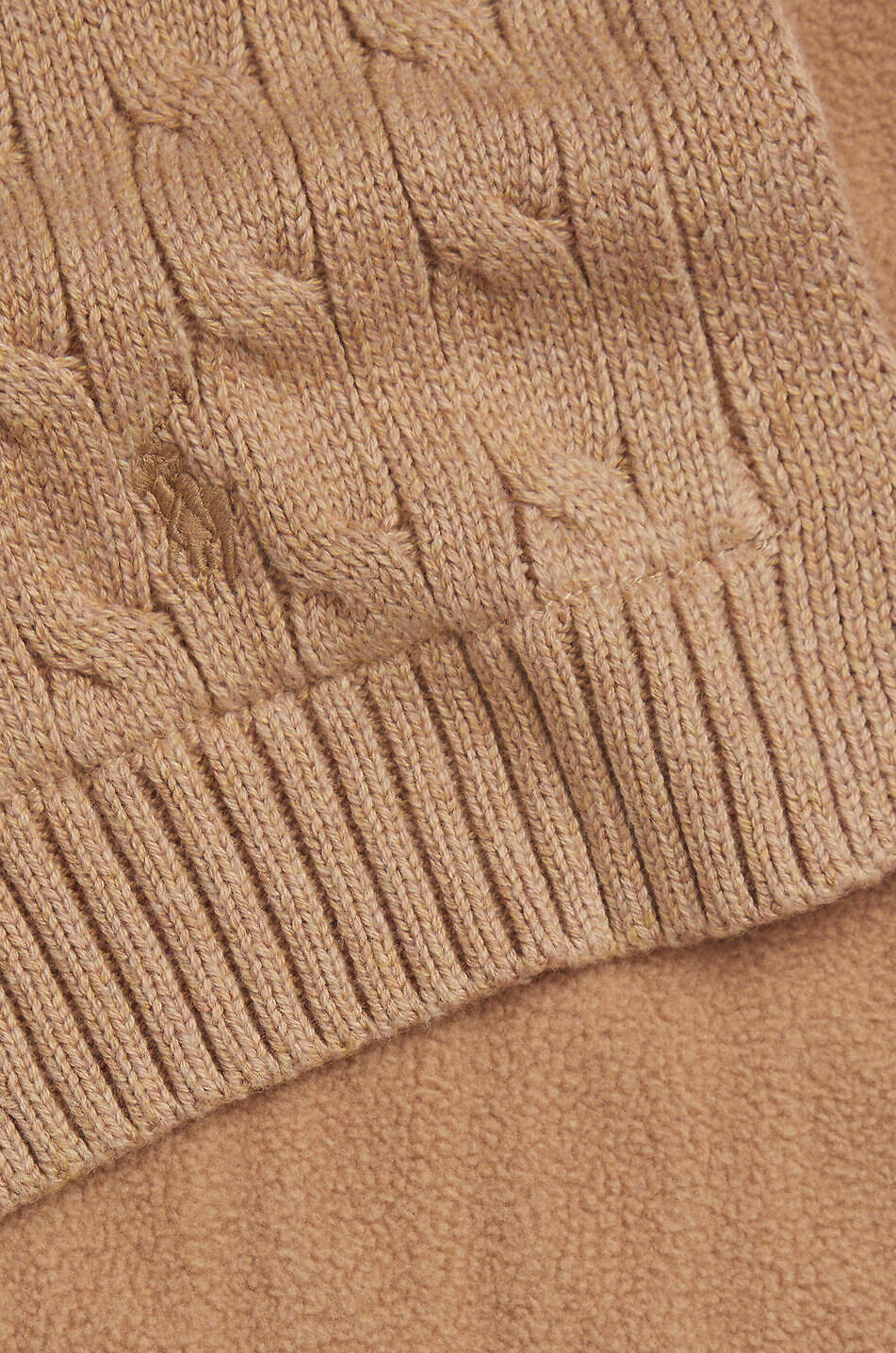 POLO RALPH LAUREN Pony children's cotton cable-knit scarf with fleece lining Unisex CAMEL 2