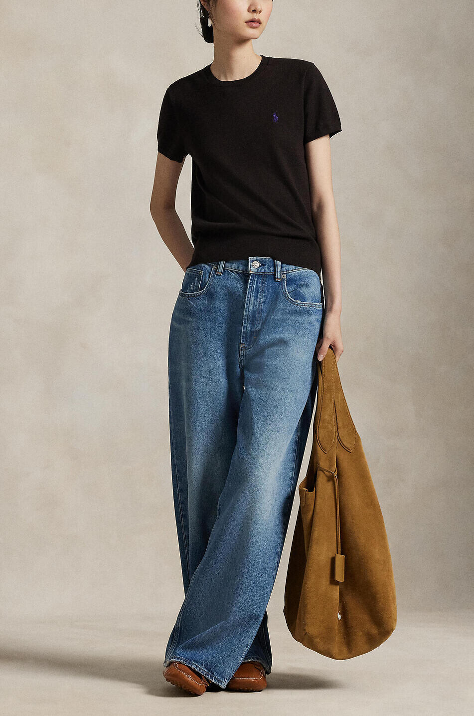 POLO RALPH LAUREN Pony fine-gauge cotton short-sleeved crewneck jumper Women DARK BROWN 3