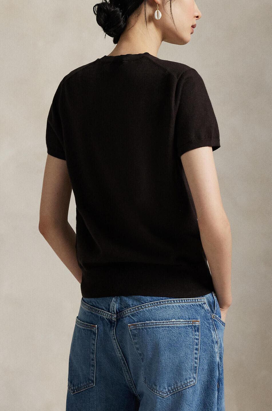 POLO RALPH LAUREN Pony fine-gauge cotton short-sleeved crewneck jumper Women DARK BROWN 5