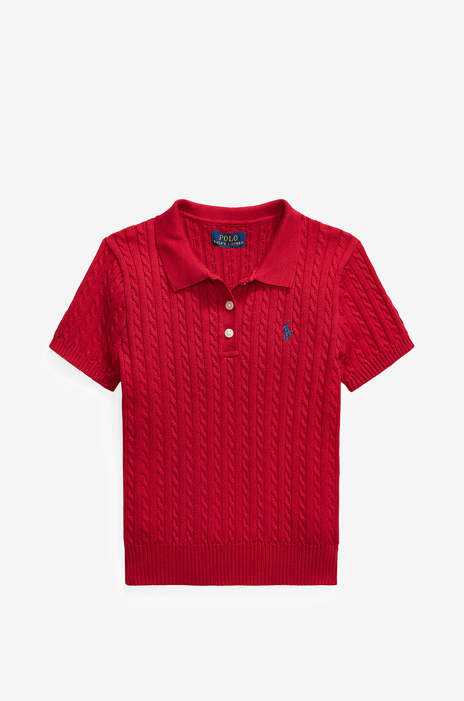 Pony girls' cable-knit polo shirt - POLO RALPH LAUREN - RED