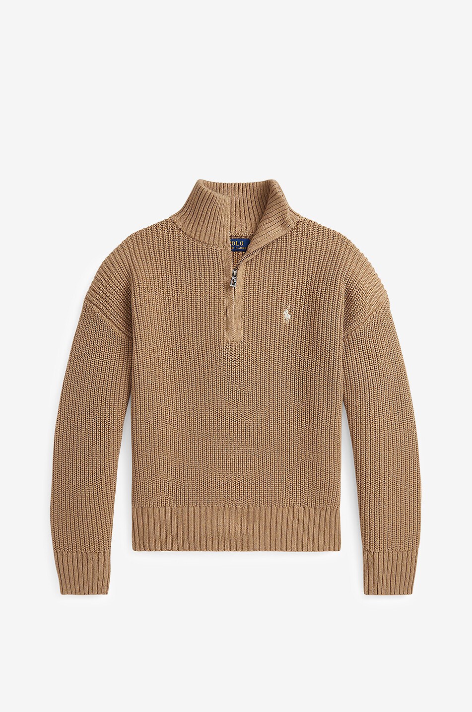 Pull côtelé à col montant zippé fille Pony