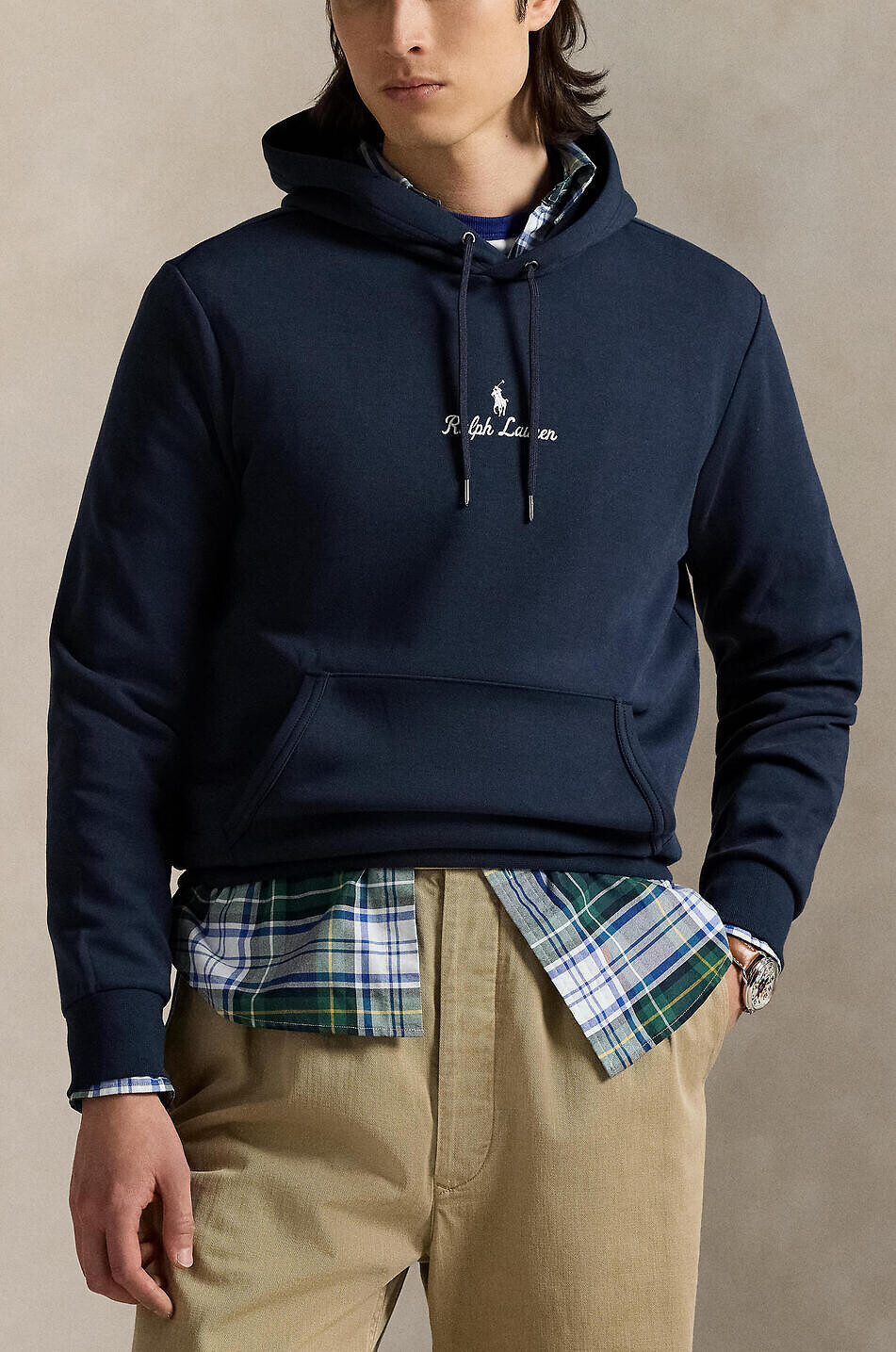 POLO RALPH LAUREN Script Logo Double-Knit hooded sweatshirt Men DARK BLUE 9