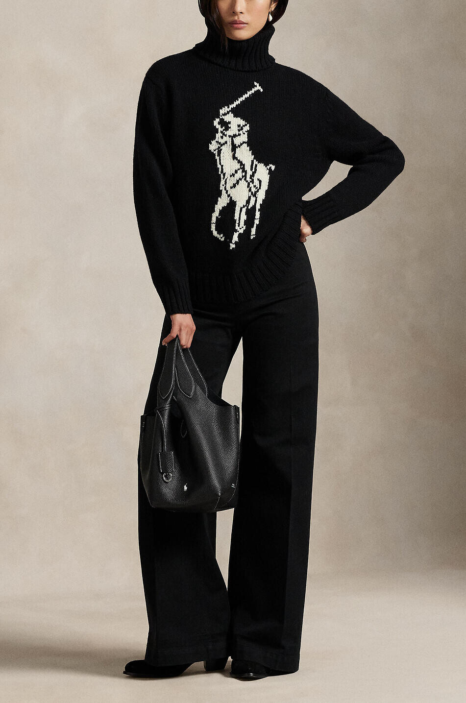 POLO RALPH LAUREN Wollpullover mit Rollkragen Big Pony Damen SCHWARZ 3