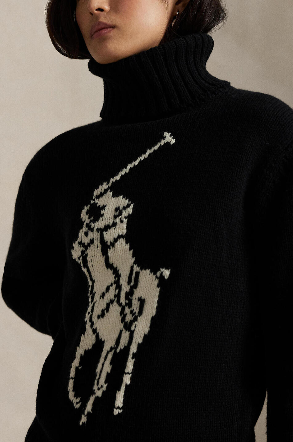 POLO RALPH LAUREN Wollpullover mit Rollkragen Big Pony Damen SCHWARZ 7