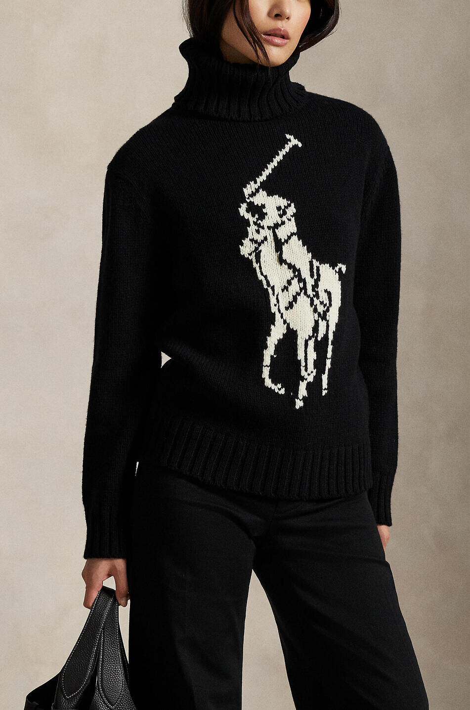 POLO RALPH LAUREN Wollpullover mit Rollkragen Big Pony Damen SCHWARZ 9