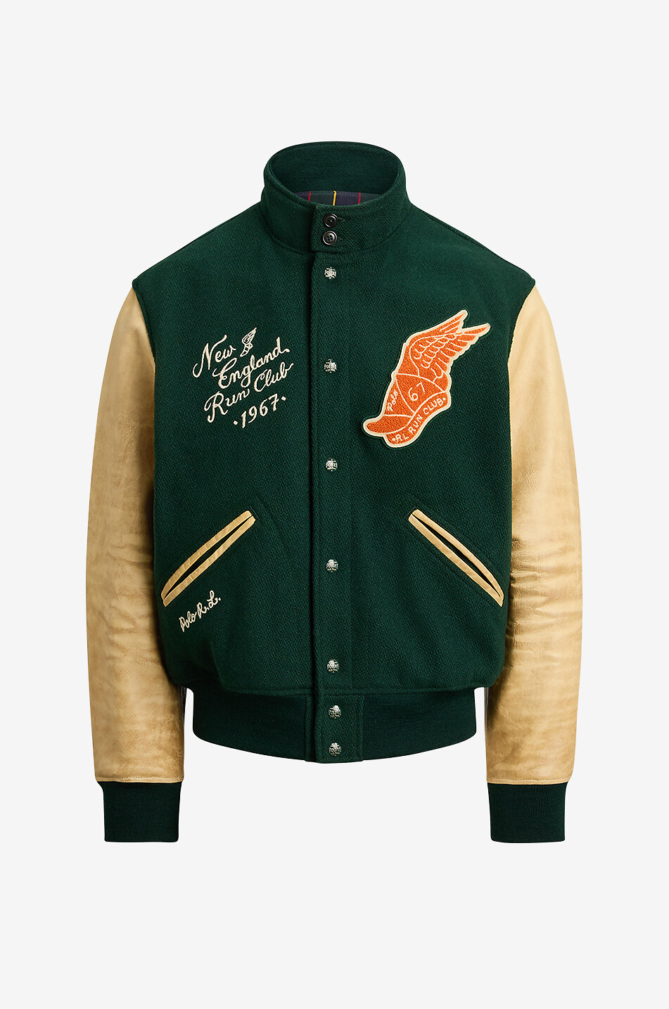 Veste universitaire en laine et cuir New England Run Club