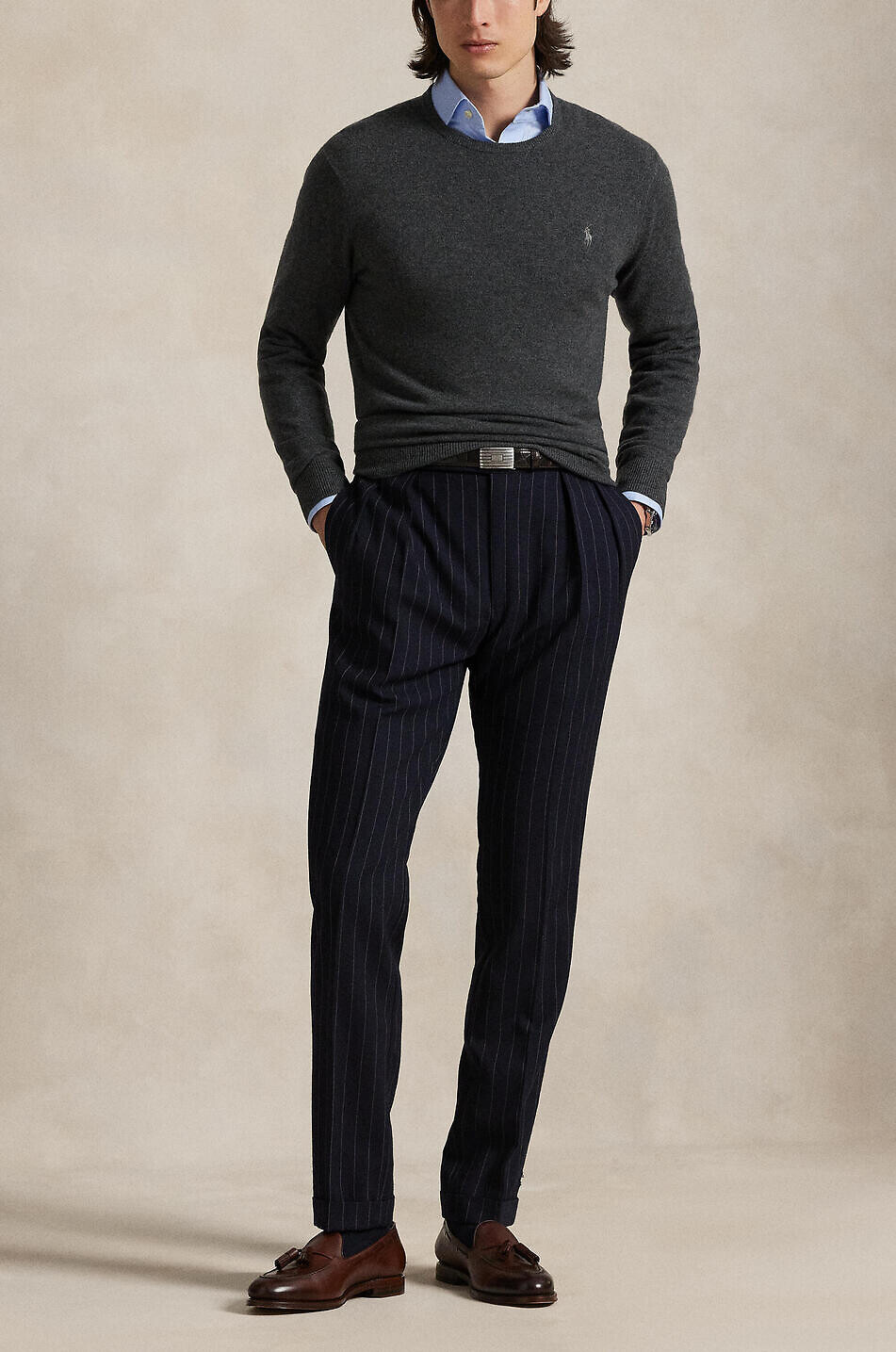 POLO RALPH LAUREN Pony crewneck fine-gauge wool jumper Men DARK GREY 3