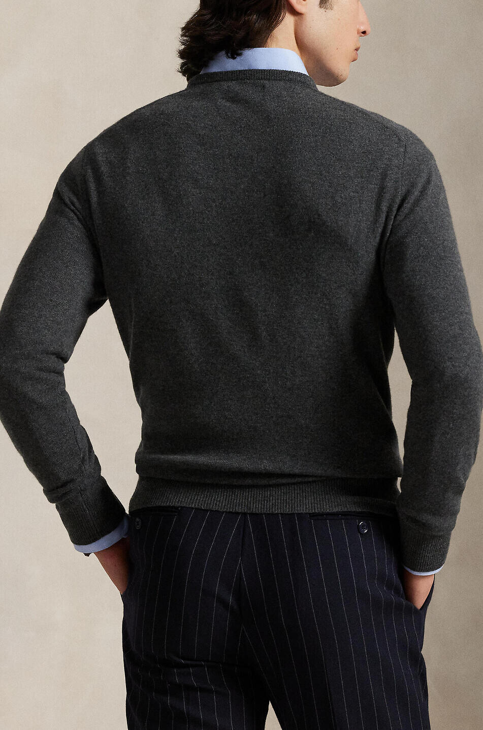 POLO RALPH LAUREN Pony crewneck fine-gauge wool jumper Men DARK GREY 5