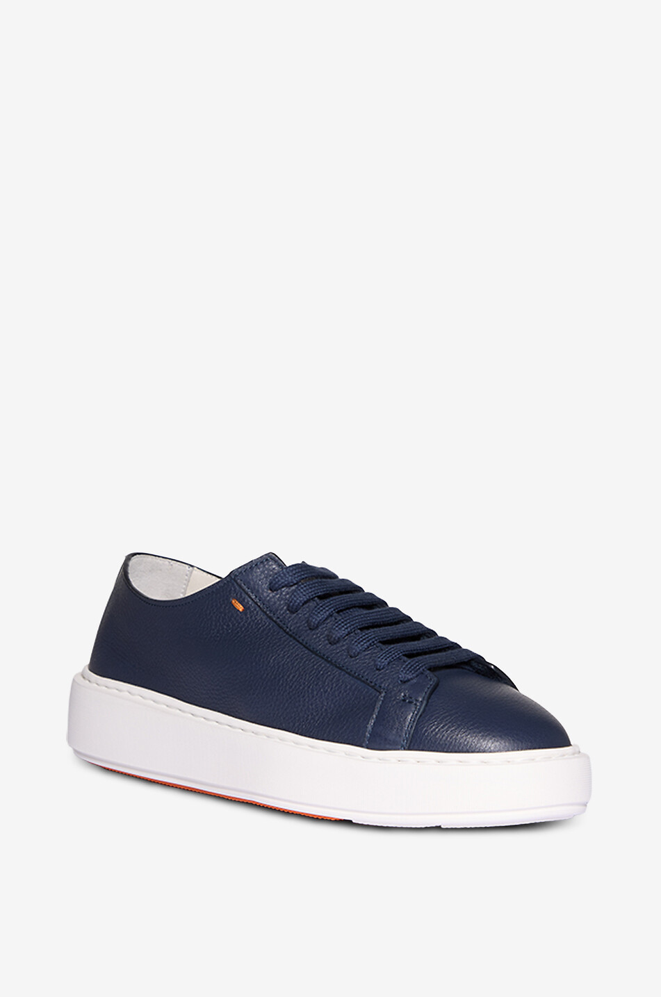 SANTONI Leather low-top sneakers Women DARK BLUE 1