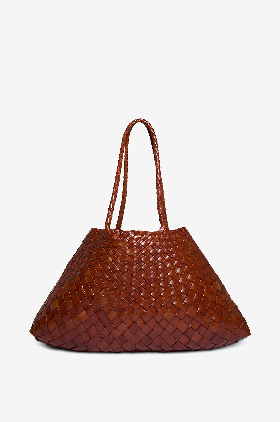 DRAGON Sac à main tissé en cuir Santa Croce Large Femme MARRON 1