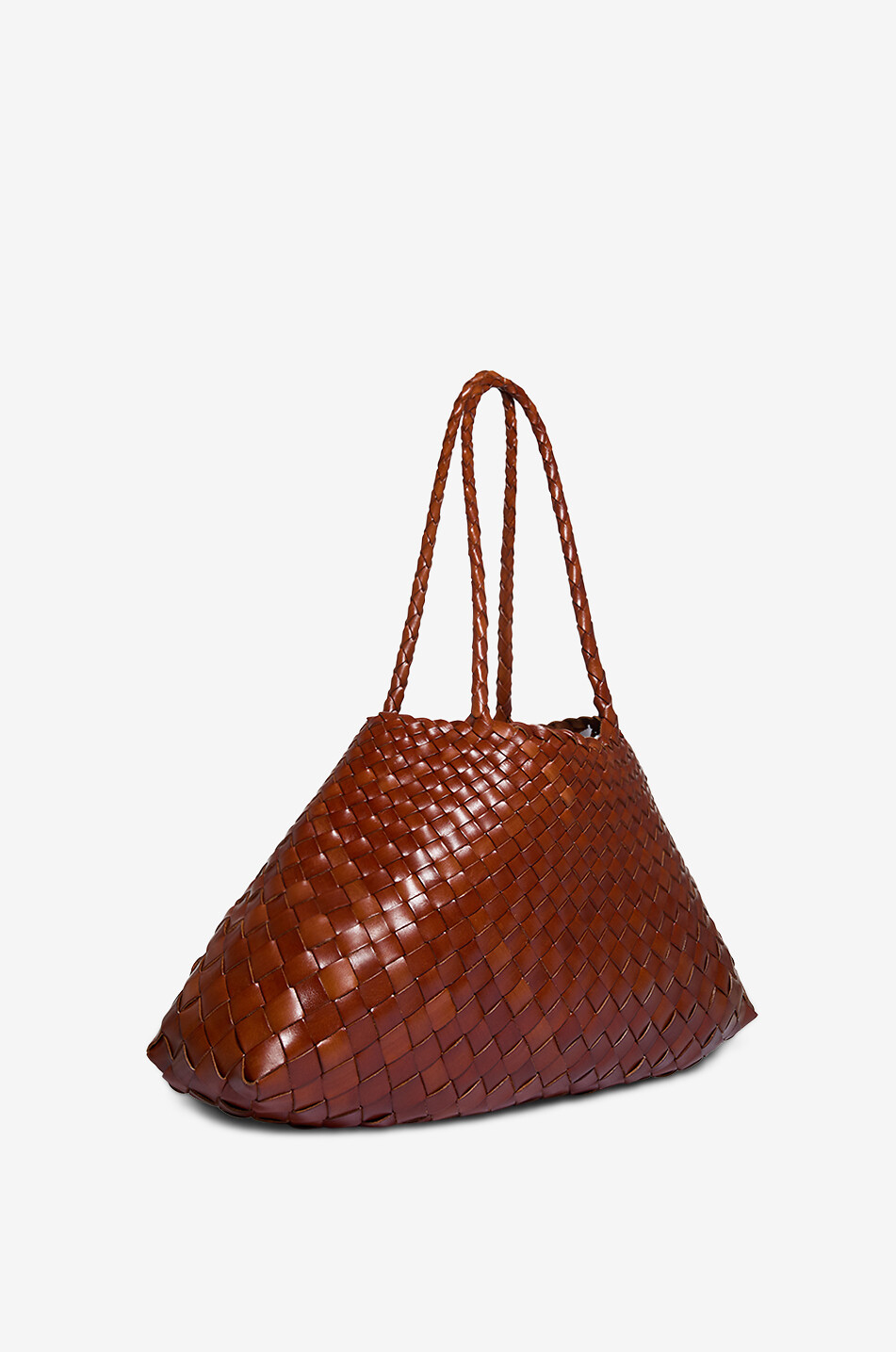 DRAGON Sac à main tissé en cuir Santa Croce Large Femme MARRON 2