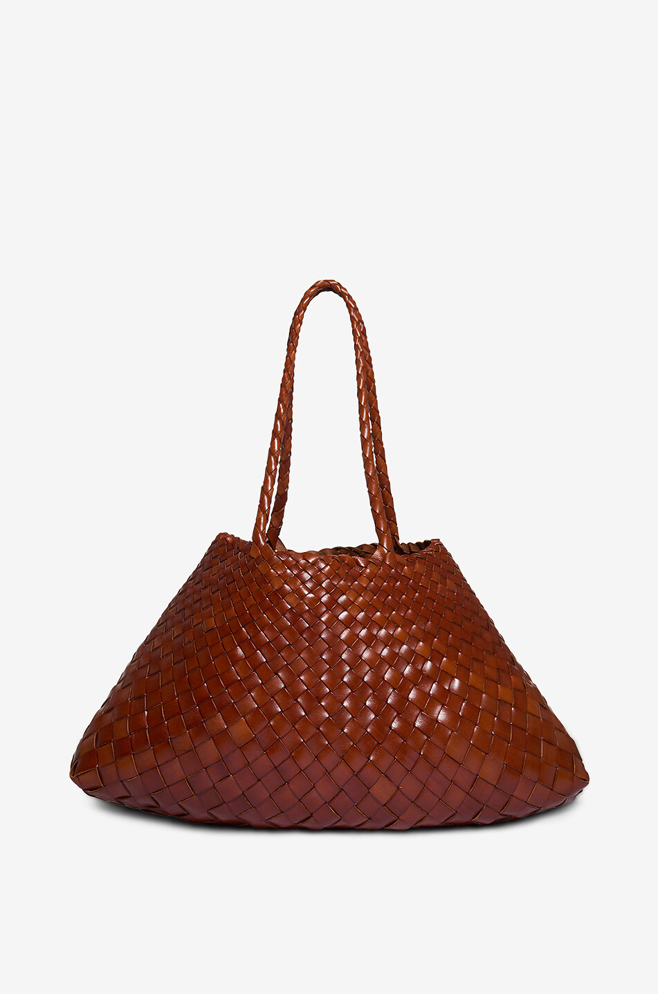 DRAGON Sac à main tissé en cuir Santa Croce Large Femme MARRON 4