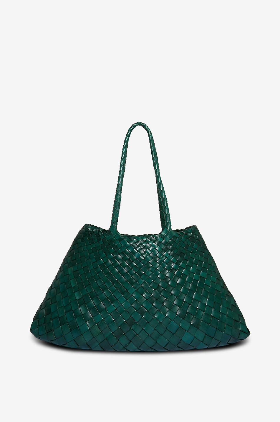 DRAGON Sac à main tissé en cuir Santa Croce Large Femme VERT FONCÉ 1
