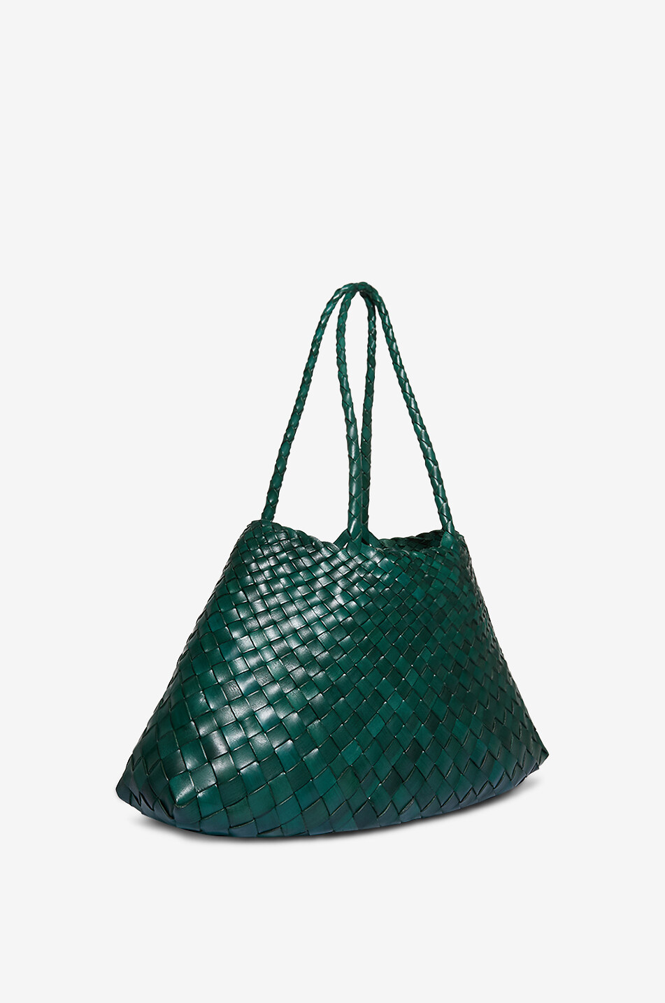 DRAGON Sac à main tissé en cuir Santa Croce Large Femme VERT FONCÉ 2