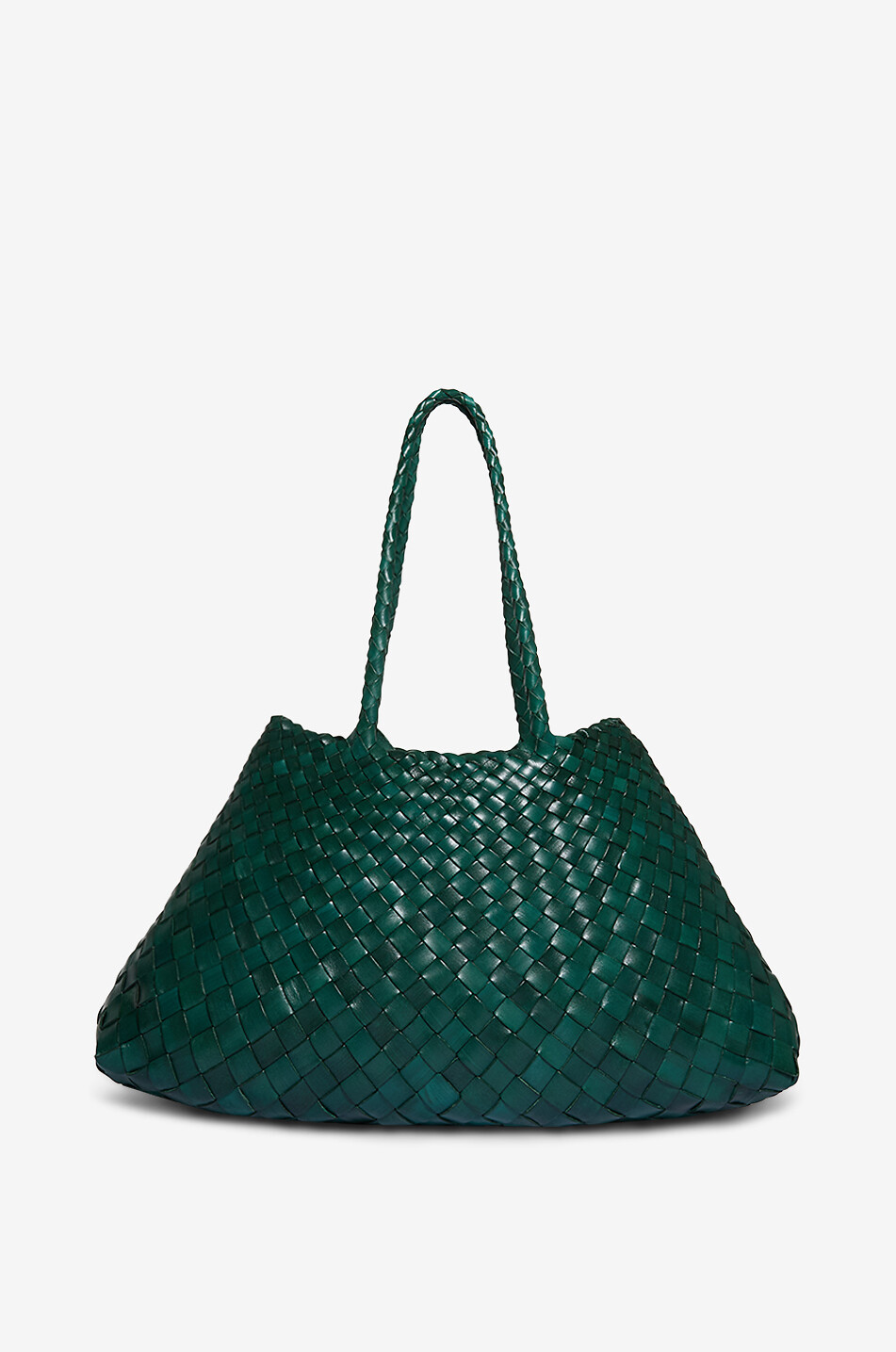 DRAGON Sac à main tissé en cuir Santa Croce Large Femme VERT FONCÉ 3
