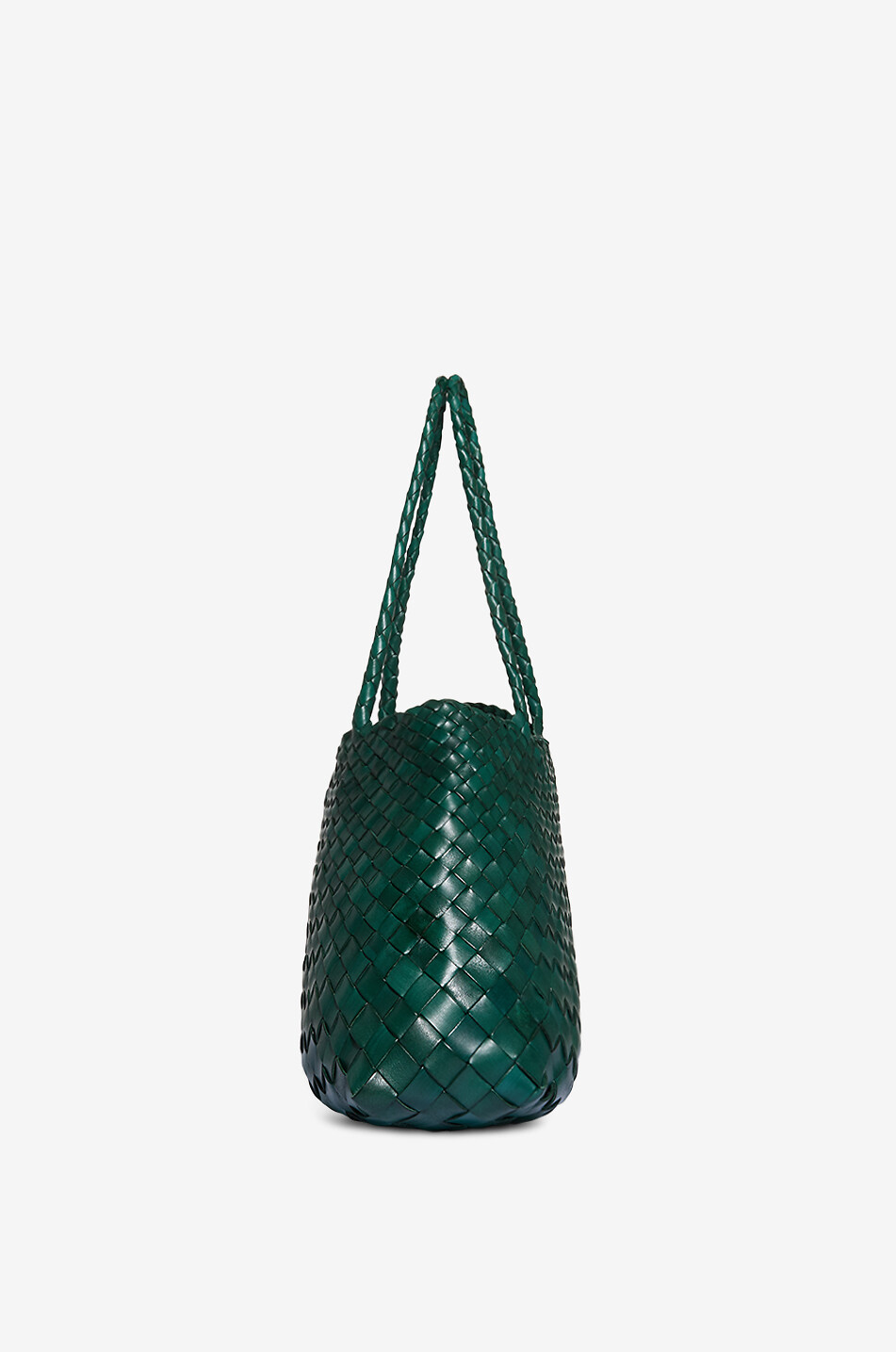 DRAGON Sac à main tissé en cuir Santa Croce Large Femme VERT FONCÉ 4