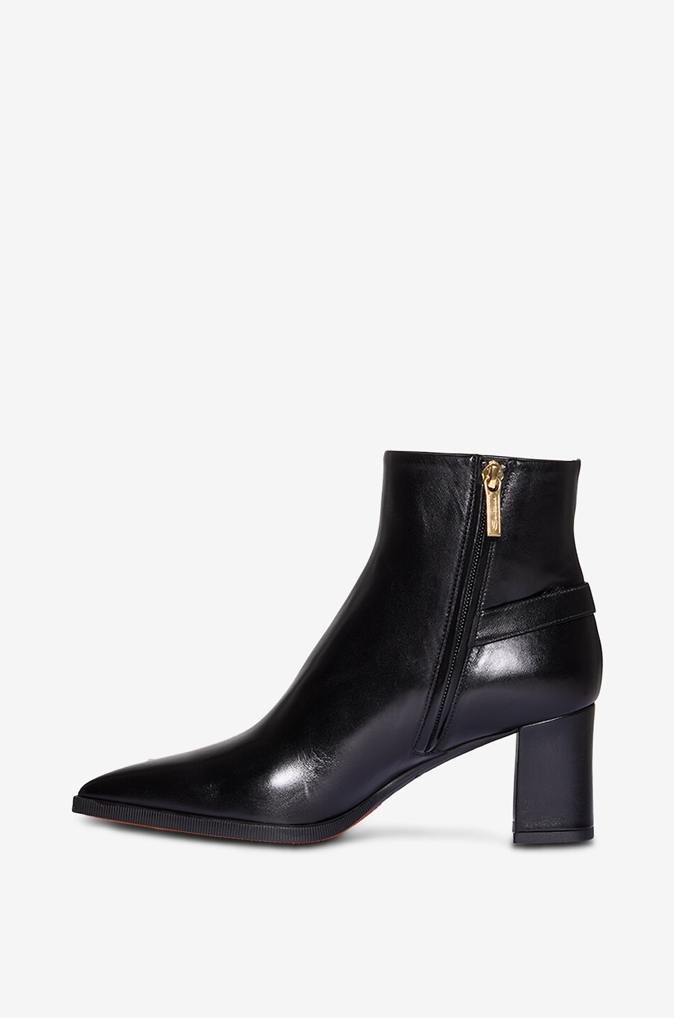 SANTONI Heeled pointy-toe smooth leather ankle boots Women BLACK 3