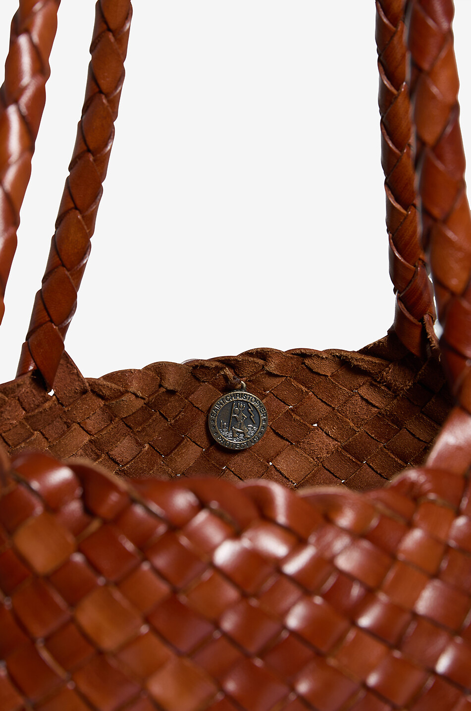 DRAGON Sac à main tissé en cuir Santa Croce Large Femme MARRON 3