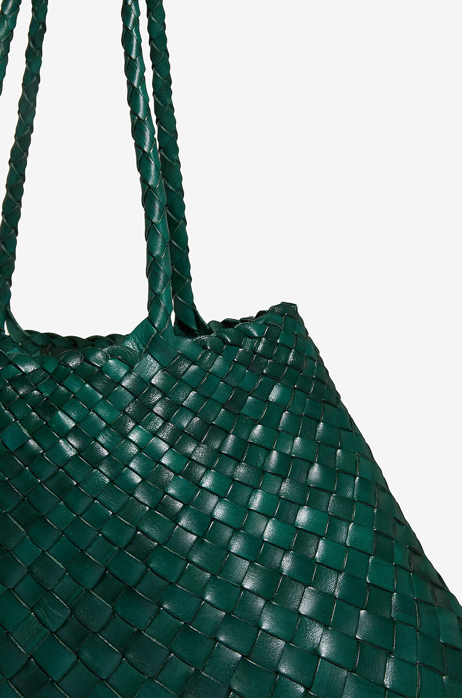 DRAGON Sac à main tissé en cuir Santa Croce Large Femme VERT FONCÉ 5