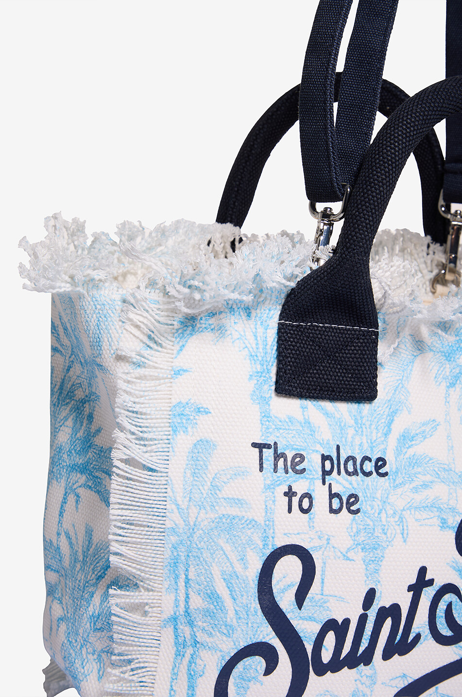 MC2 SAINT BARTH Mini cabas en coton fille Colette Palm Trees Fille BLEU 6