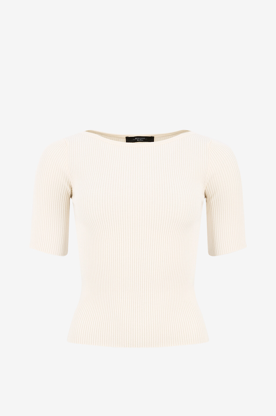 WEEKEND MAX MARA Pull chaussette côtelé à manches courtes Waser Femme BLANC 1