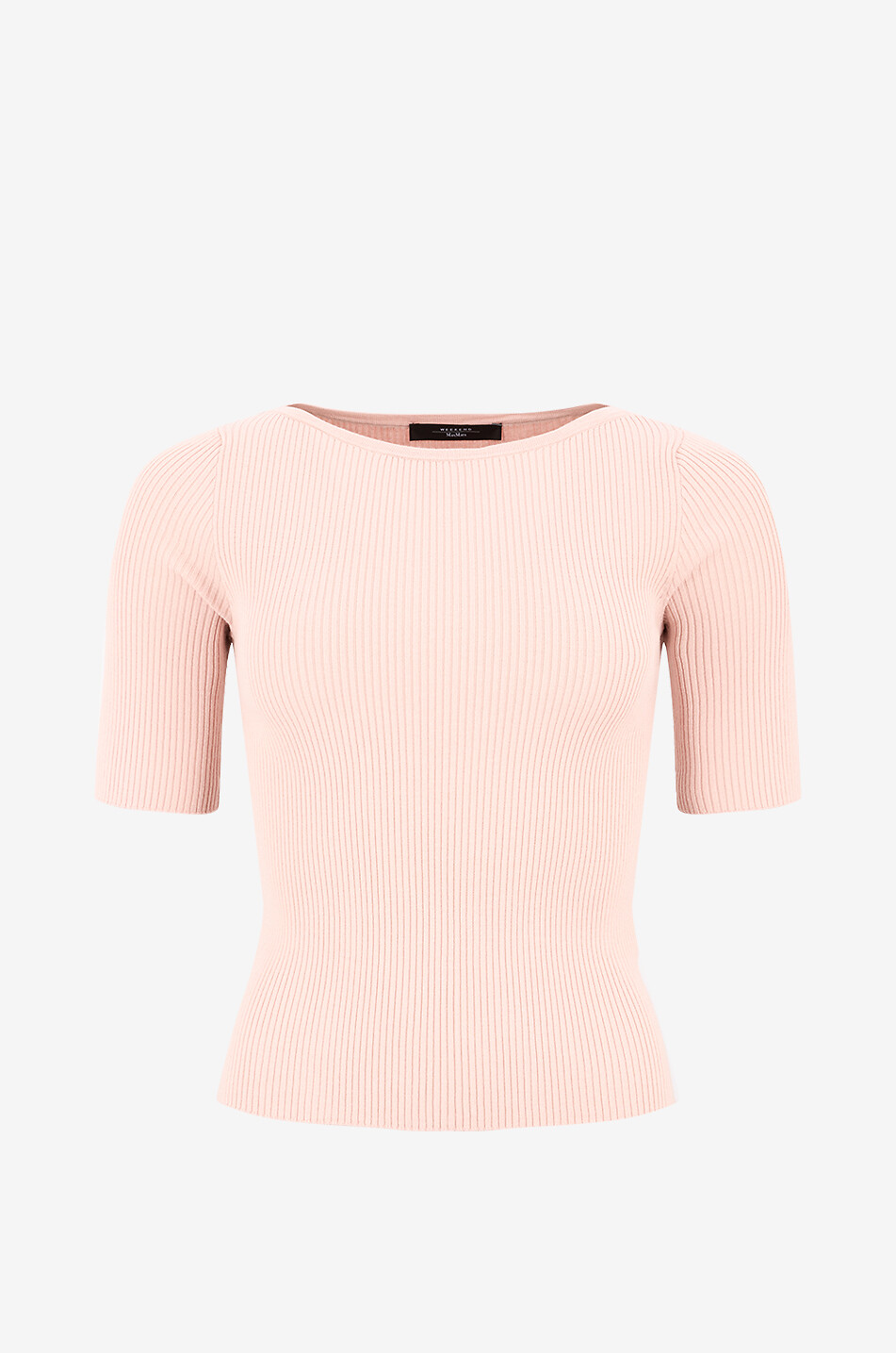 Waser short-sleeved rib knit sheath jumper