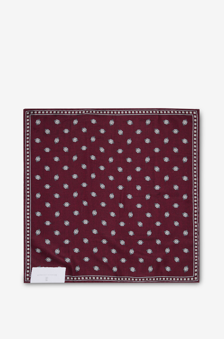 BRUNELLO CUCINELLI Diamond-patterned silk pocket square Men DARK RED 1