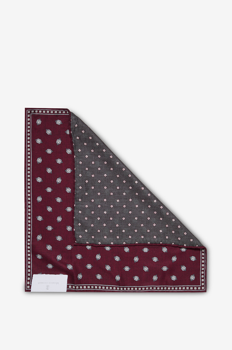BRUNELLO CUCINELLI Diamond-patterned silk pocket square Men DARK RED 2