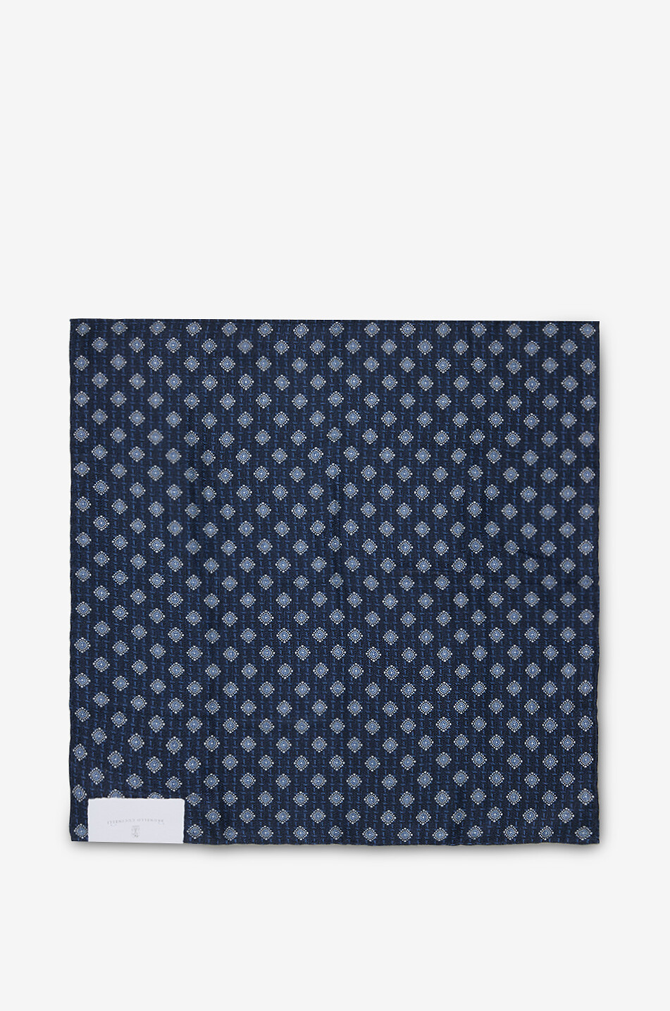 BRUNELLO CUCINELLI Diamond-patterned silk pocket square Men DARK BLUE 1