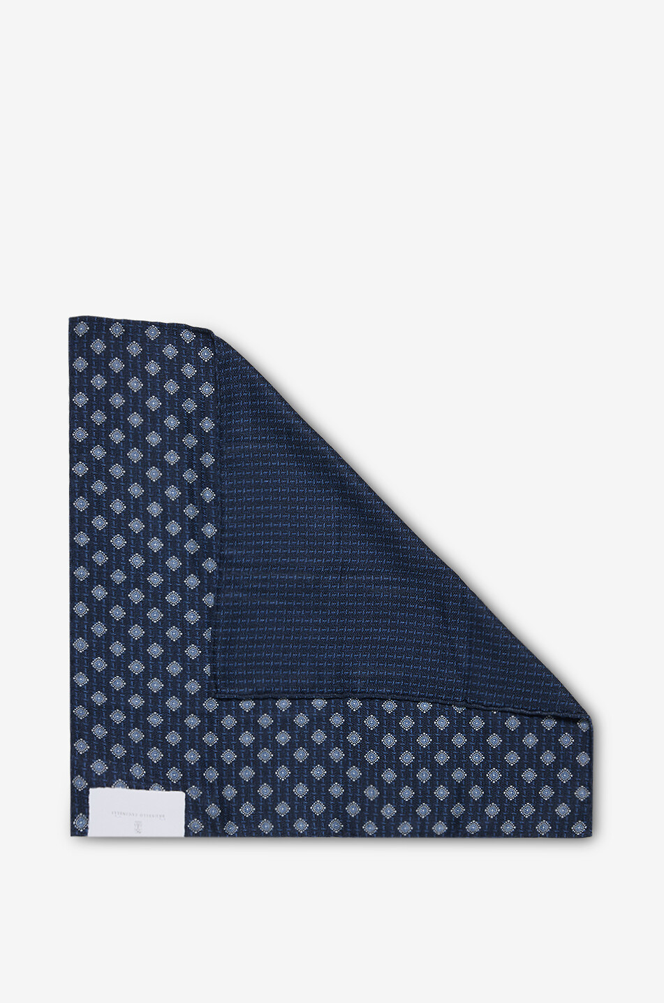 BRUNELLO CUCINELLI Diamond-patterned silk pocket square Men DARK BLUE 2