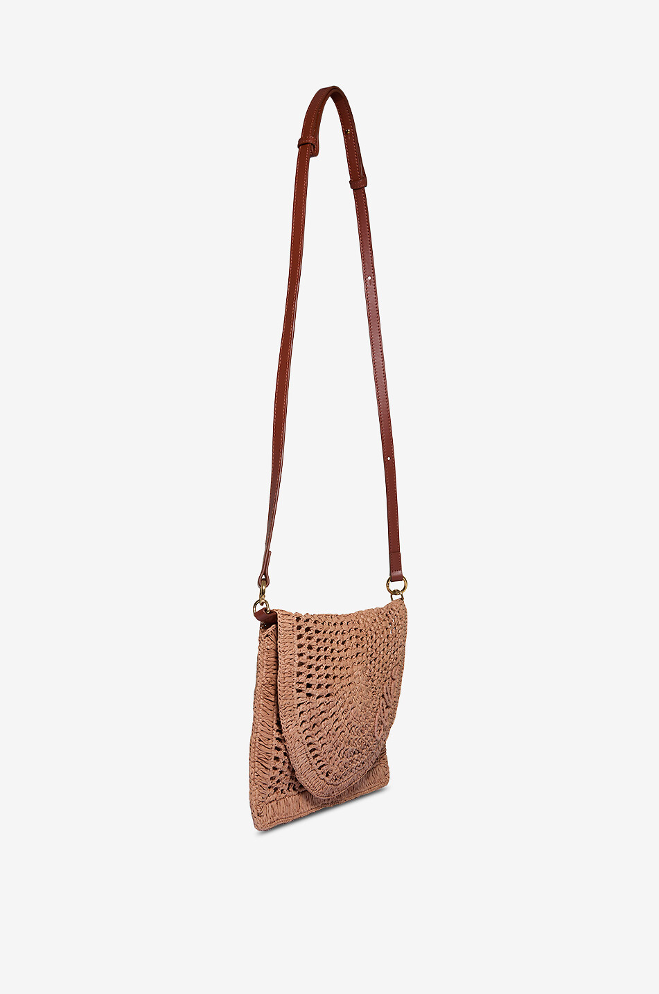 CHLOE Sac porté épaule plat en raphia et cuir Summer Banana Pouch Femme BEIGE 2