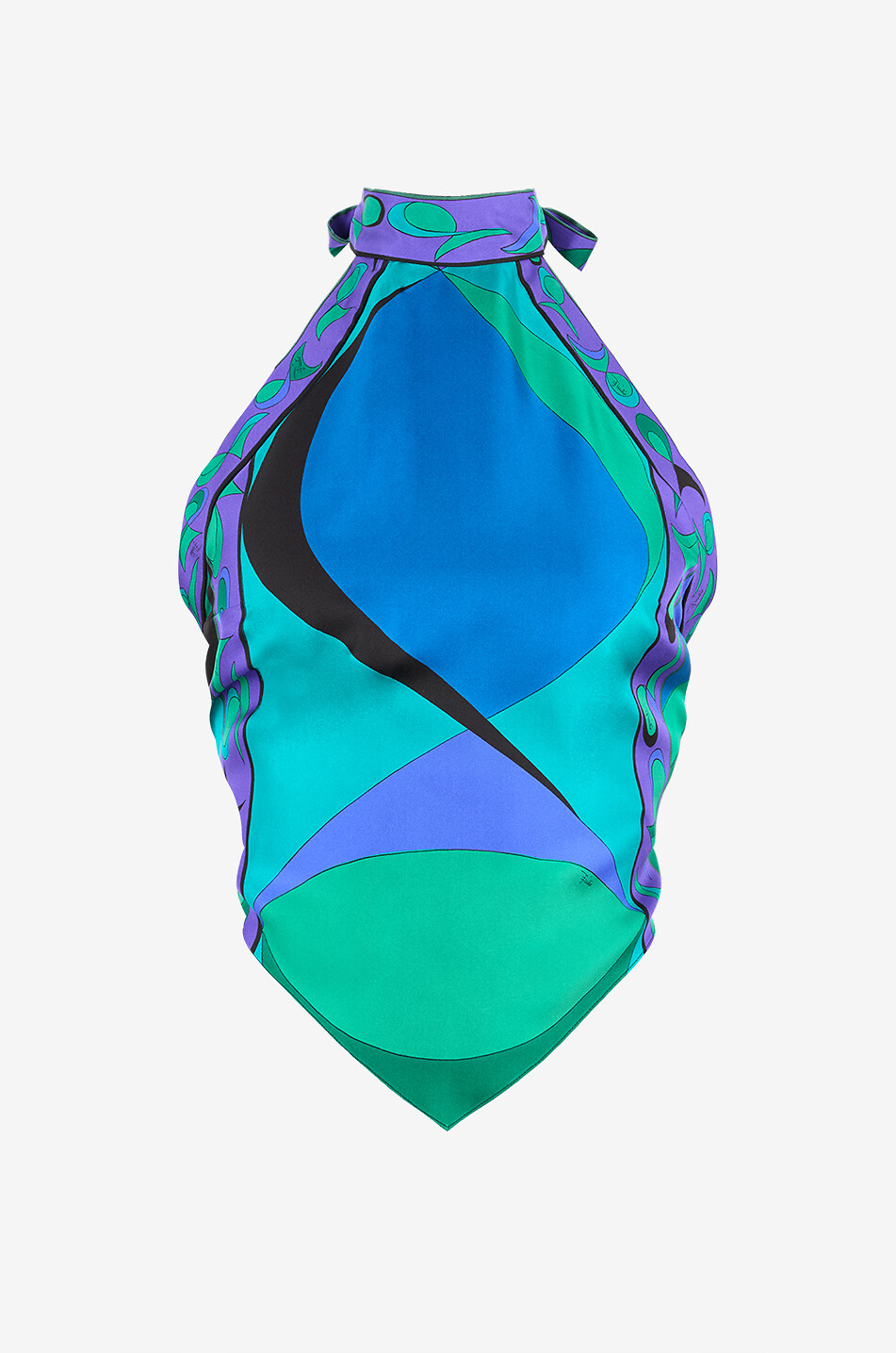 PUCCI Top sans manches dos nu en soie Pesci Femme VERT 1