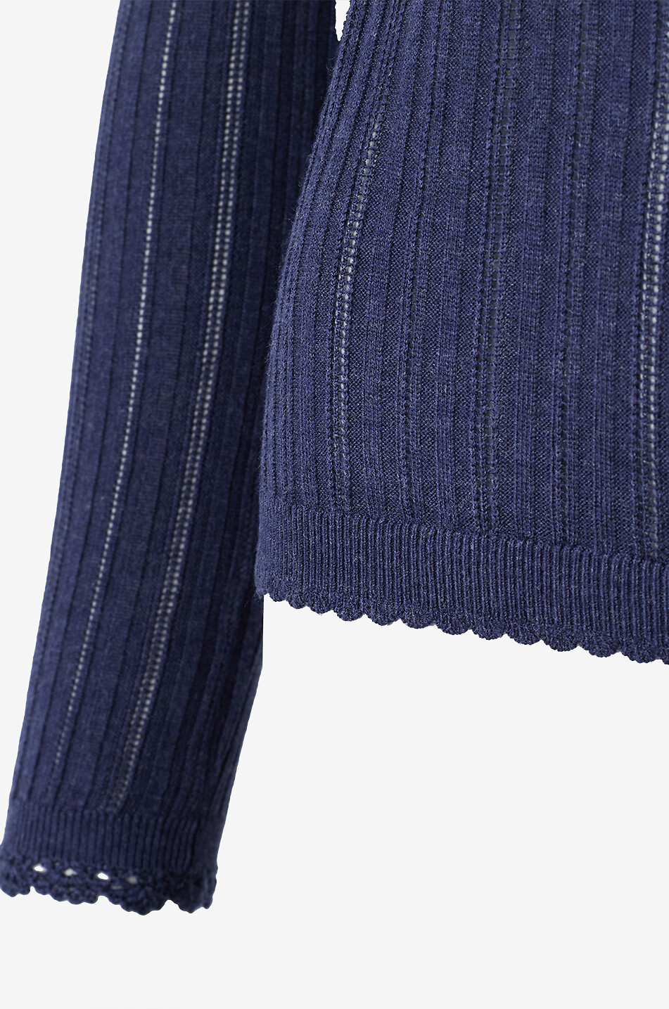 ULLA JOHNSON Top à manches longues en maille ajourée Delia Femme BLEU FONCE 3