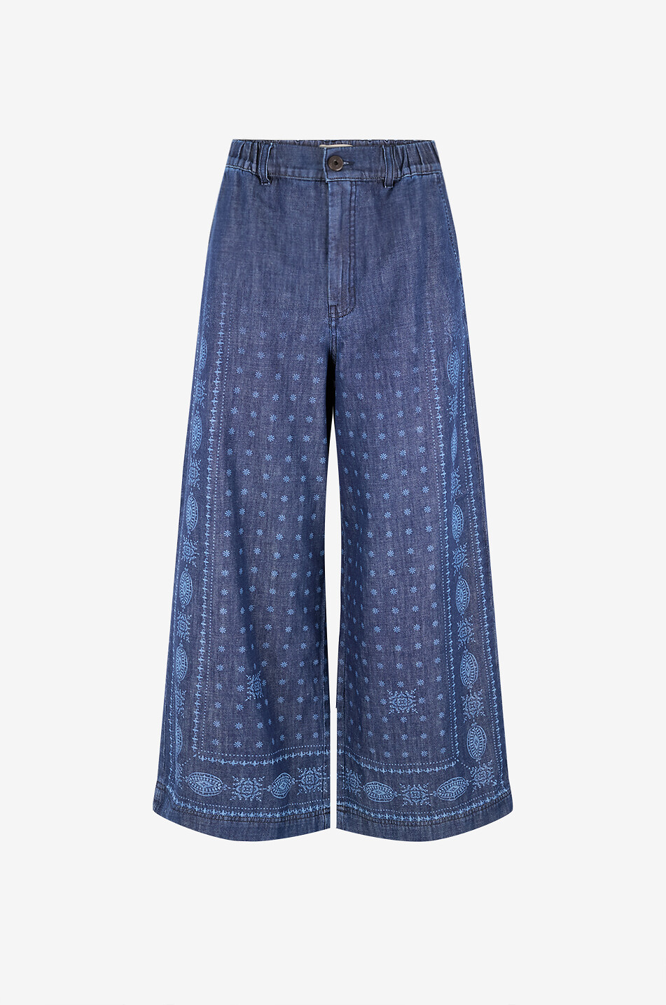 Micron printed cotton wide-leg trousers