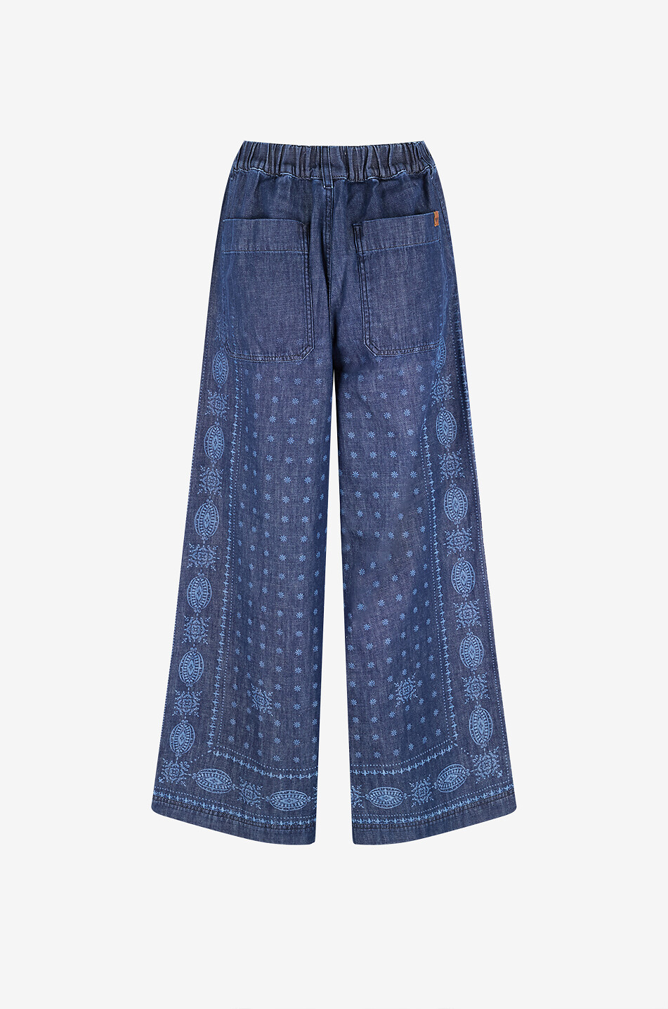 WEEKEND MAX MARA Micron printed cotton wide-leg trousers Women DARK BLUE 2