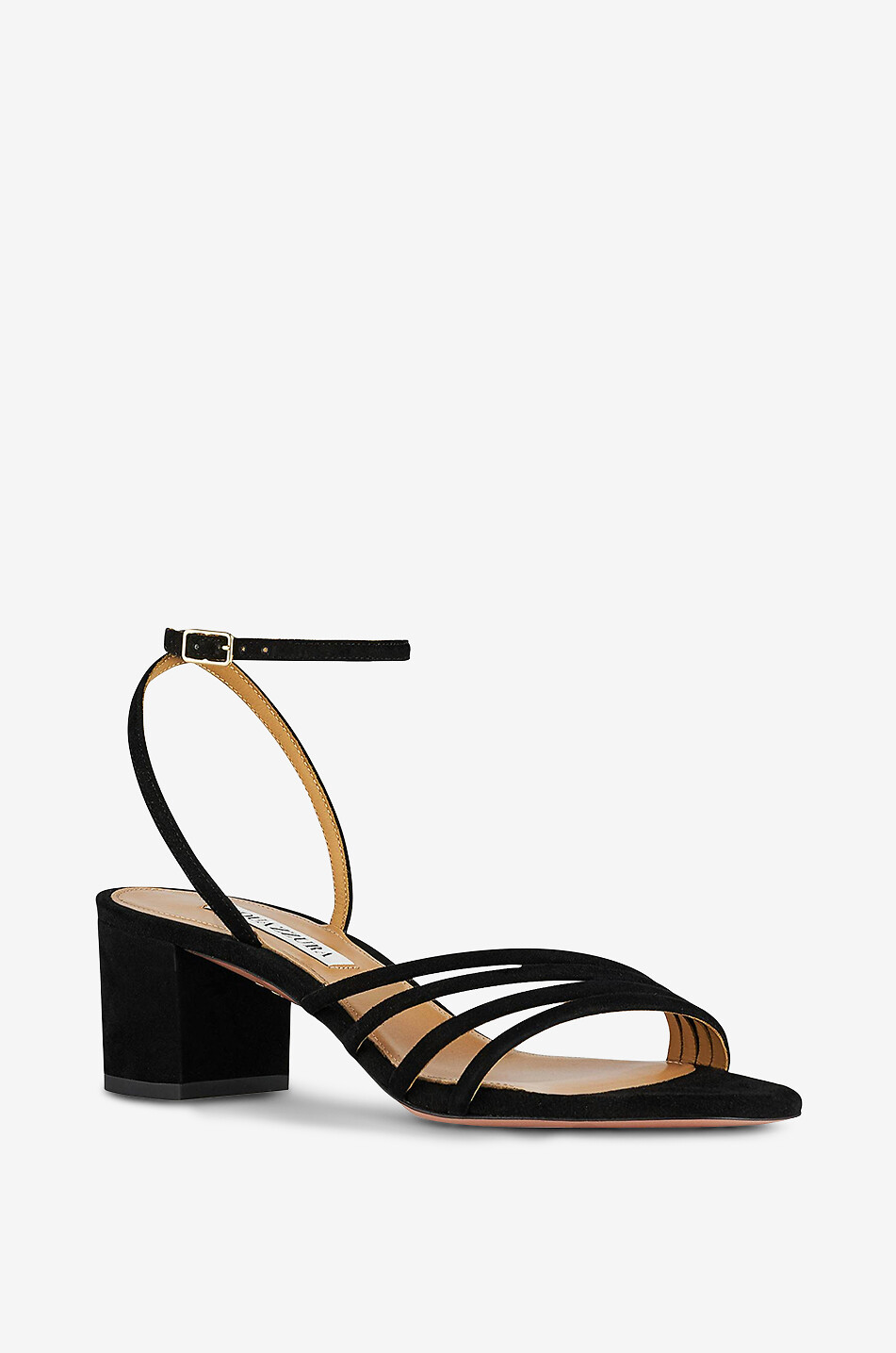 AQUAZZURA Square heel suede sandals Latour Women BLACK 1