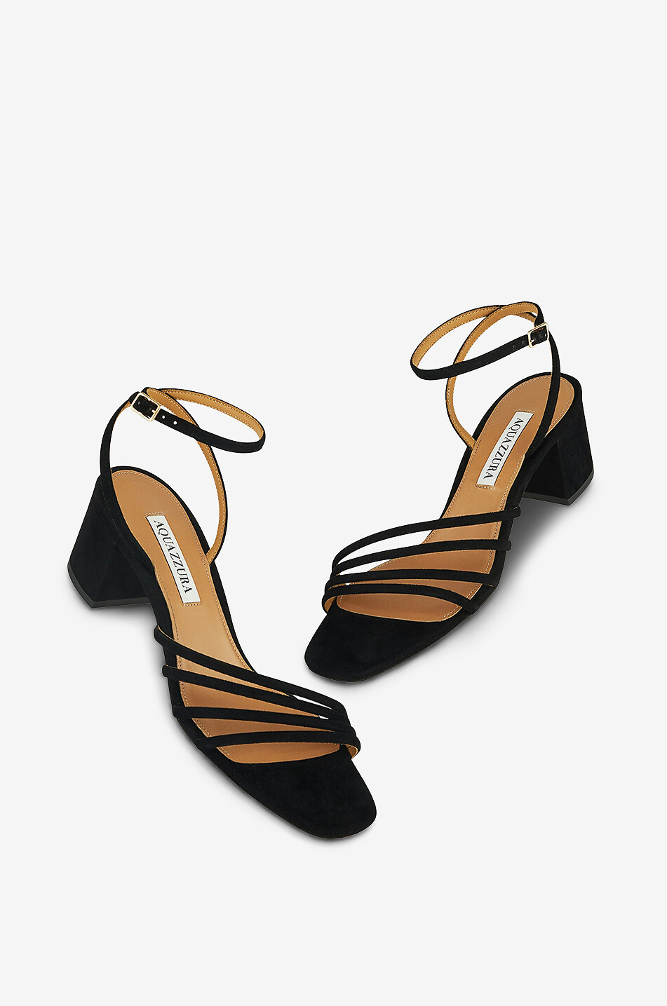 AQUAZZURA Square heel suede sandals Latour Women BLACK 2