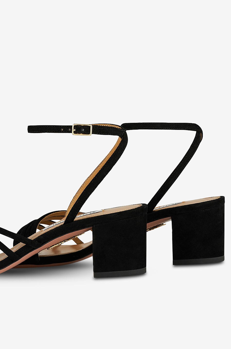 AQUAZZURA Square heel suede sandals Latour Women BLACK 4