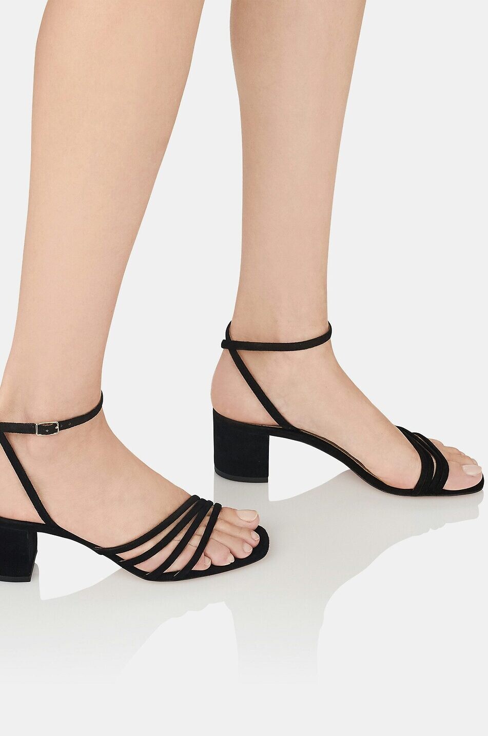 AQUAZZURA Square heel suede sandals Latour Women BLACK 3