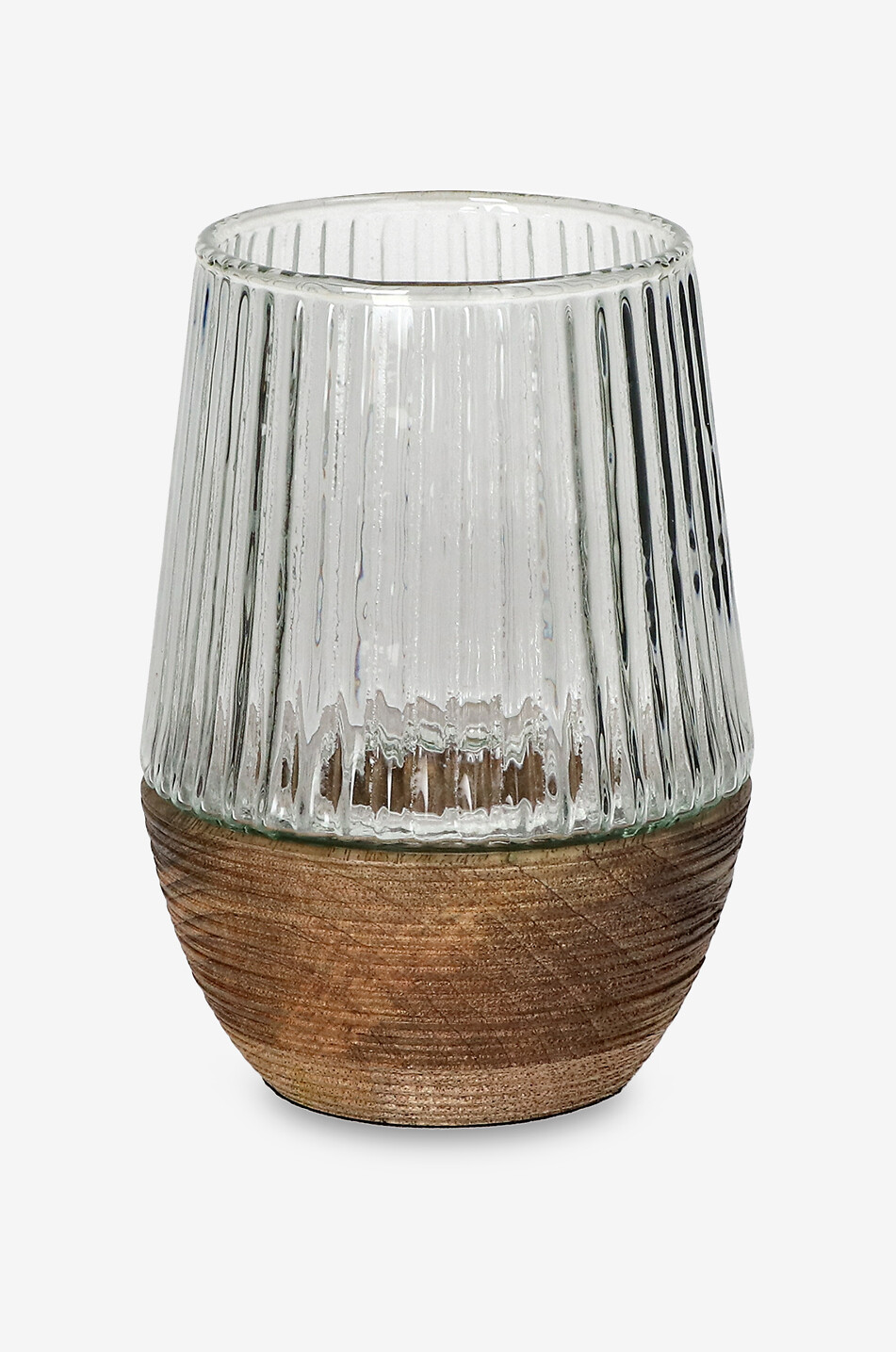 POMAX Arbre wood and fluted glass candle jar - H28 Home BEIGE 1