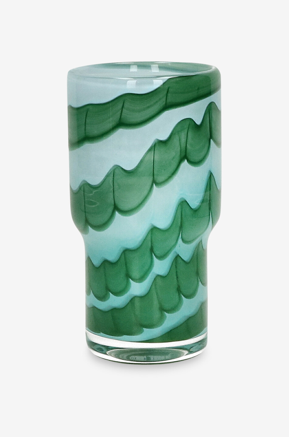 POMAX Vase en verre décoratif Waves Maison VERT 1