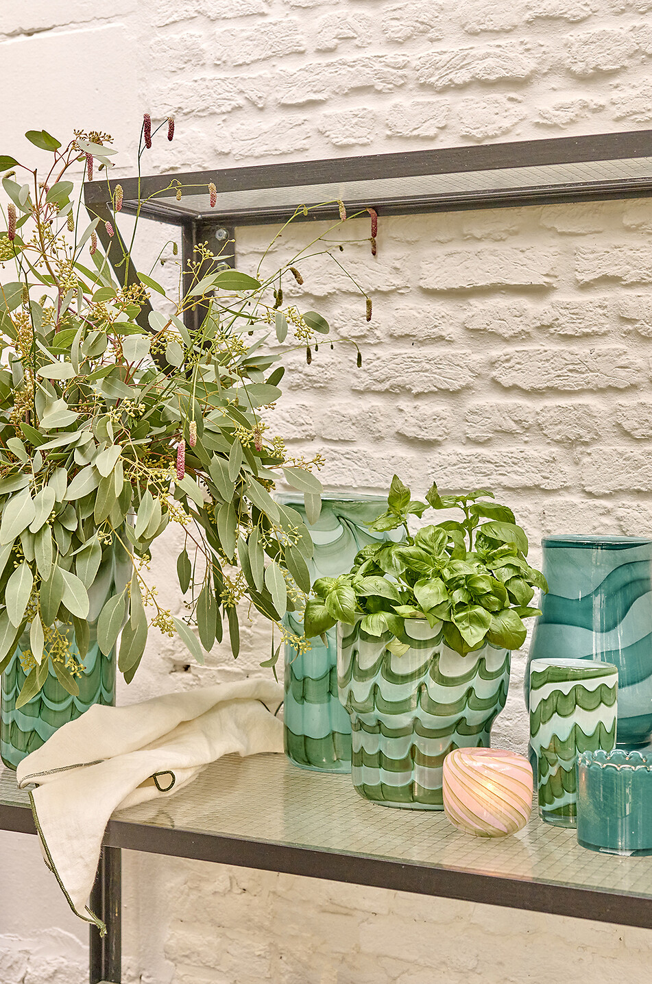 POMAX Vase à motif ondulé Waves Maison VERT 2