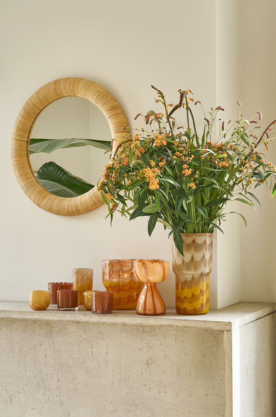 POMAX Vase en verre Waves Maison JAUNE 2