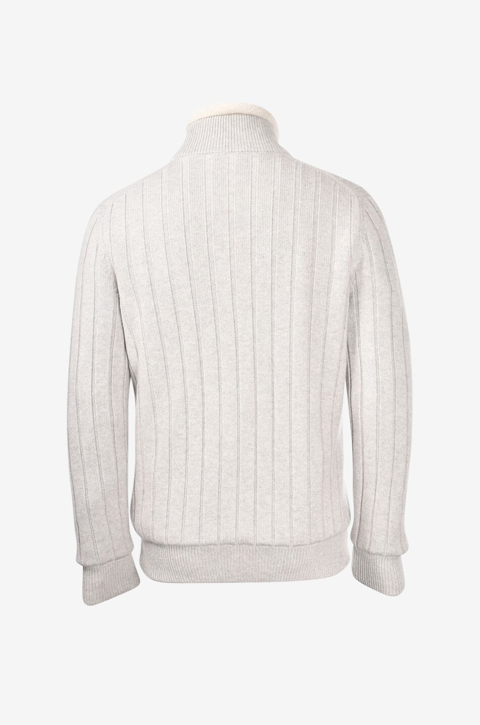 GRAN SASSO Cashmere full-zip cardigan with faux fur lining Men LIGHT GREY 2